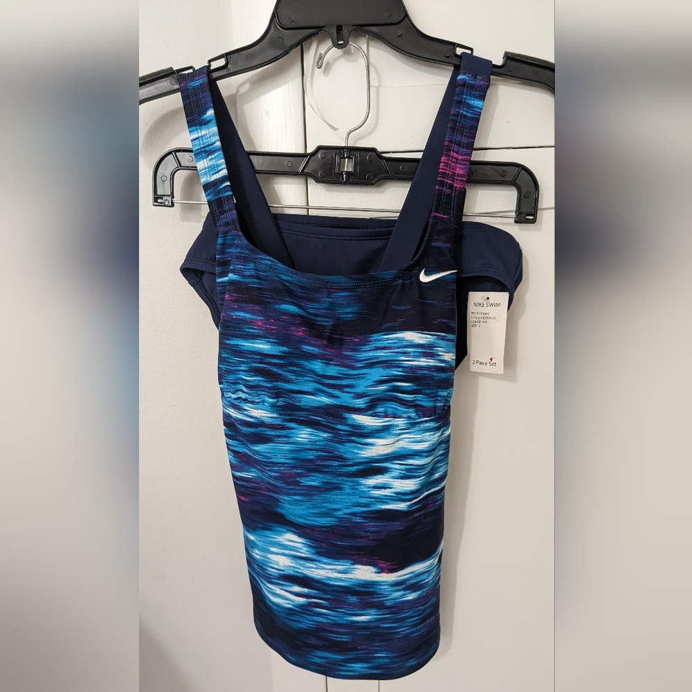 Women's Nike Crossback Two Piece Tankini Set Swimsuit S Blue 🔵